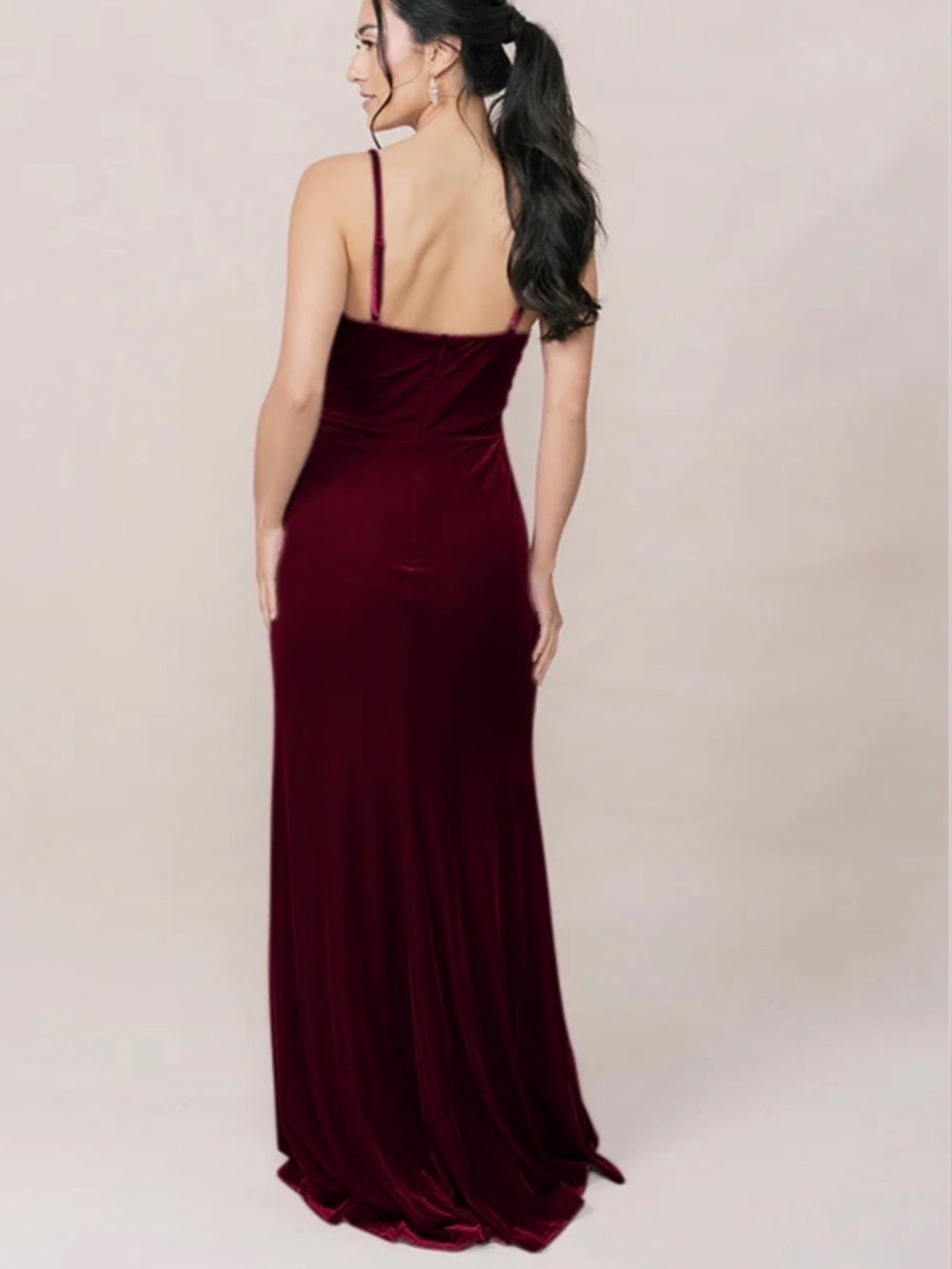Revelry Rory Velvet Dress Burgundy size 2 petite - Picture 4 of 4
